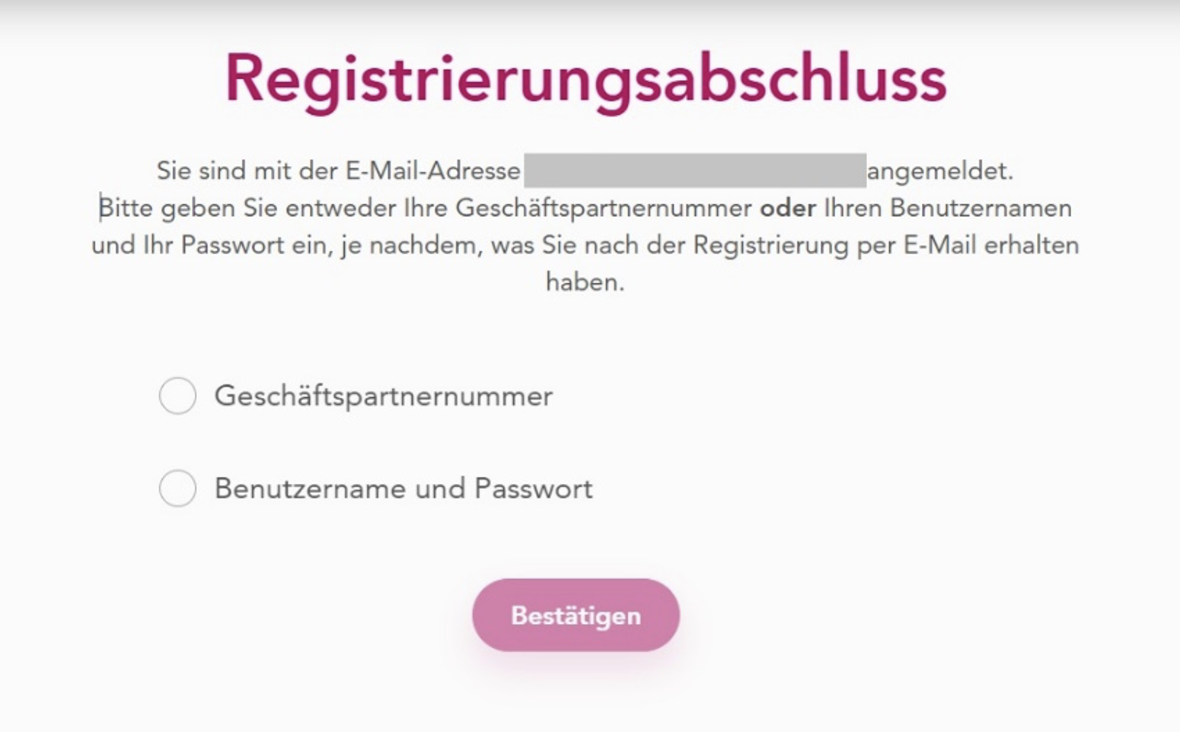 Registrierungsabschluss